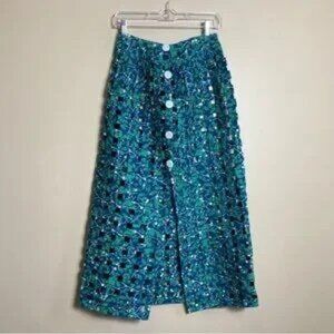 Coco Shop Basket Skirt in Dark Blue Vine Multi
